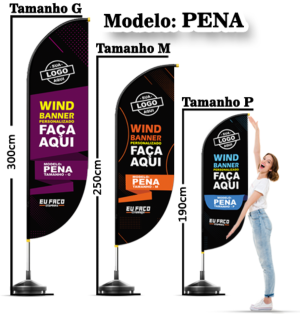 Wind Banner Completo  - Mod. Pena Oxford Dupla Face Impressão Sublimática   