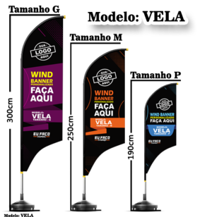 Wind Banner Completo  - Mod. Vela Oxford Dupla Face Impressão Sublimática   