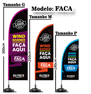 Wind Banner Completo  - Mod. Faca Oxford Dupla Face Impressão Sublimática   